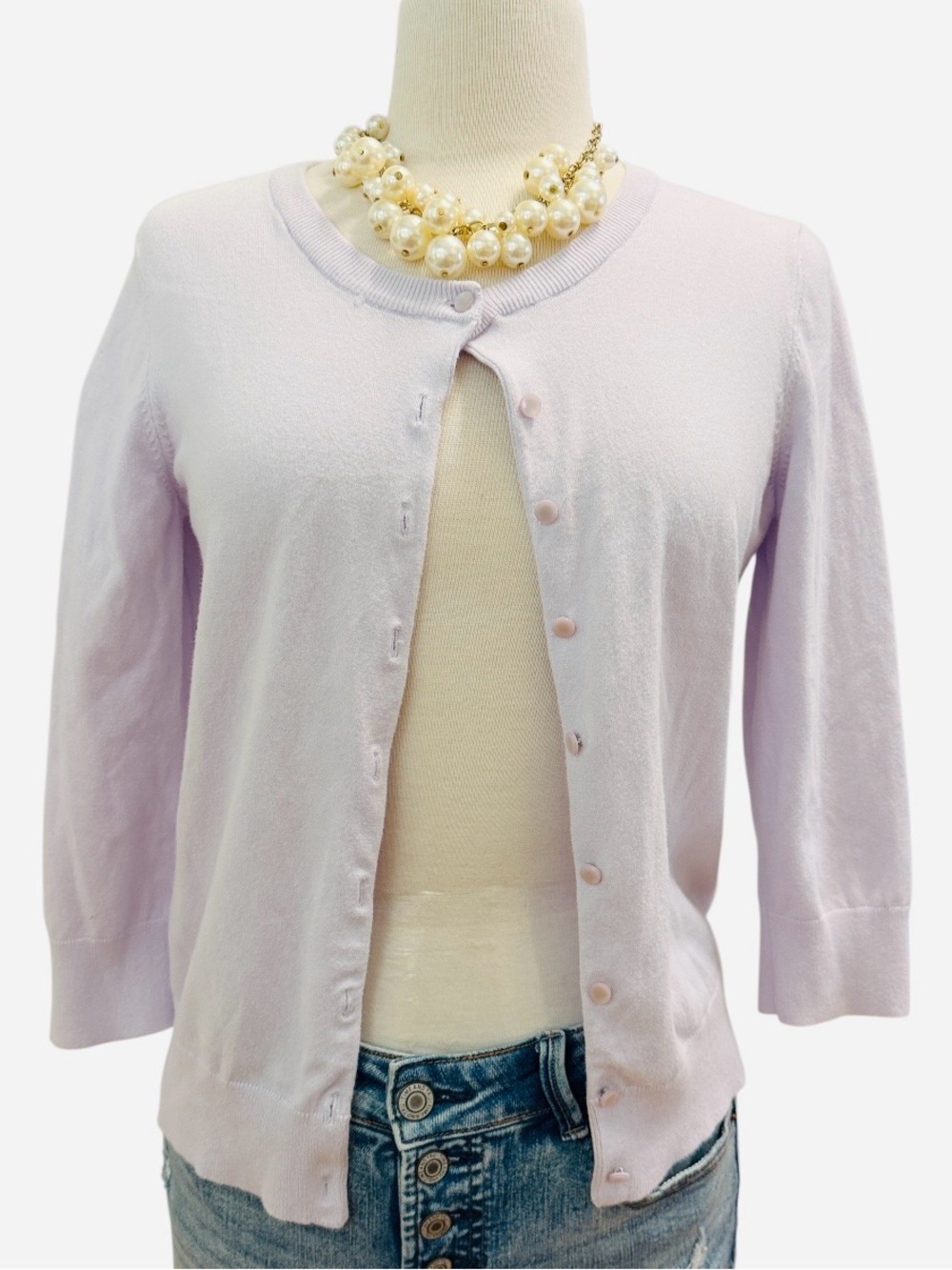 Talbots Light Lavender Button-Front Cardigan